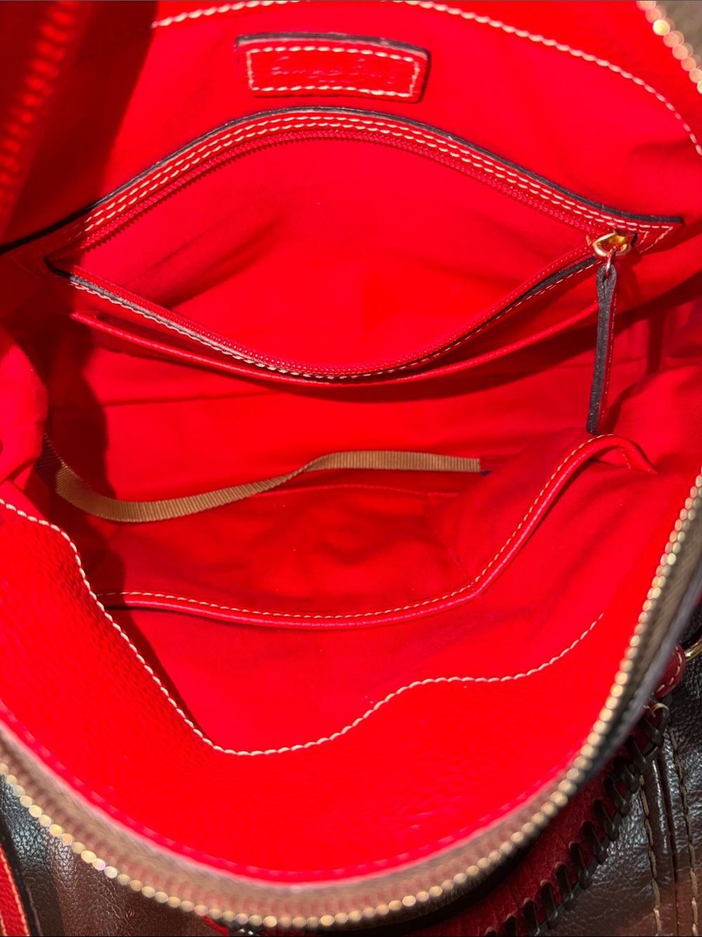 ‼️Dooney & Bourke Red Leather Satchel Crossbody Bag - Picture 15 of 16